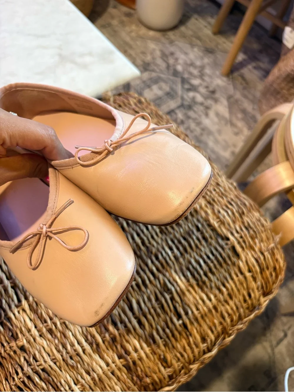 Everlane Pale Pink The Day Ballet Flats  Nappa Leather Square Toe 7.5 Blush